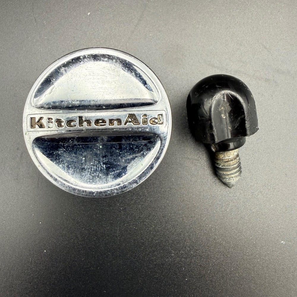 KitchenAid Stand Mixer Attachment Hub Cover and Black Thumb Screw Chrome Set